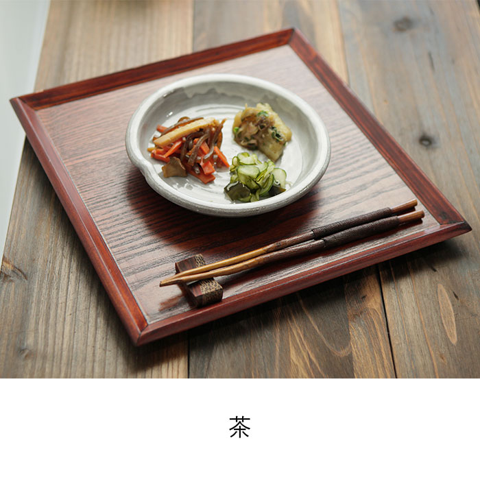 5枚セットお盆 木製トレー 舟型 正角盆正方形 30×30cm 茶 白木 角盆
