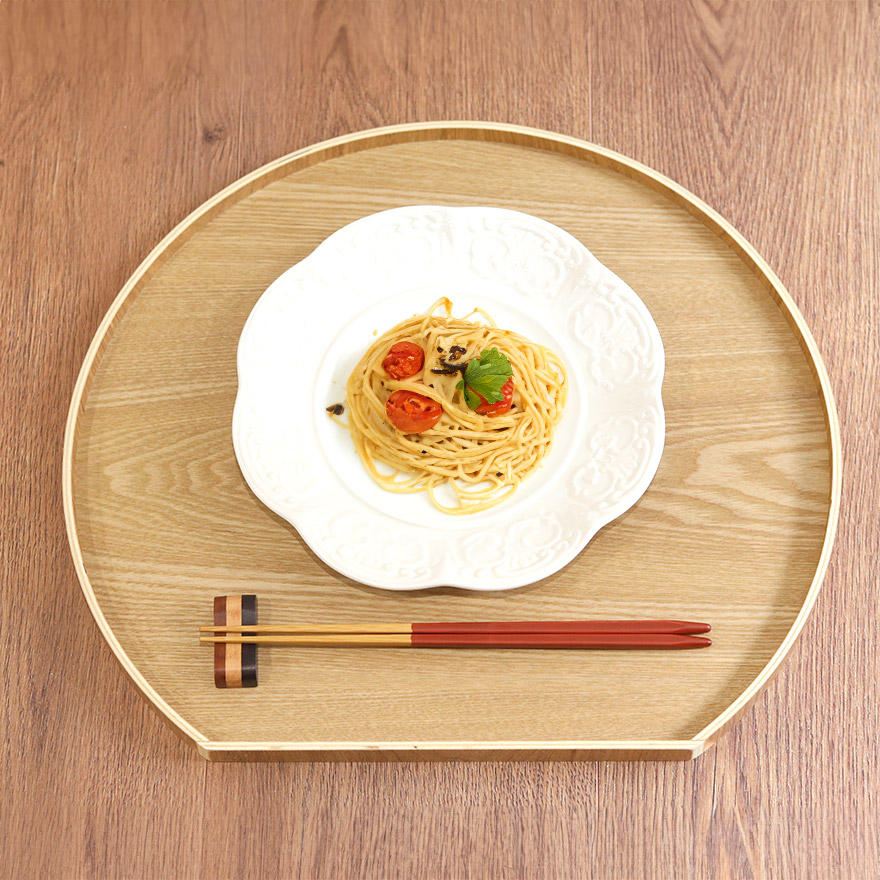 お盆 トレー 木製 半月盆 ナチュラル 木 盆 トレイ 業務用 家庭用 和