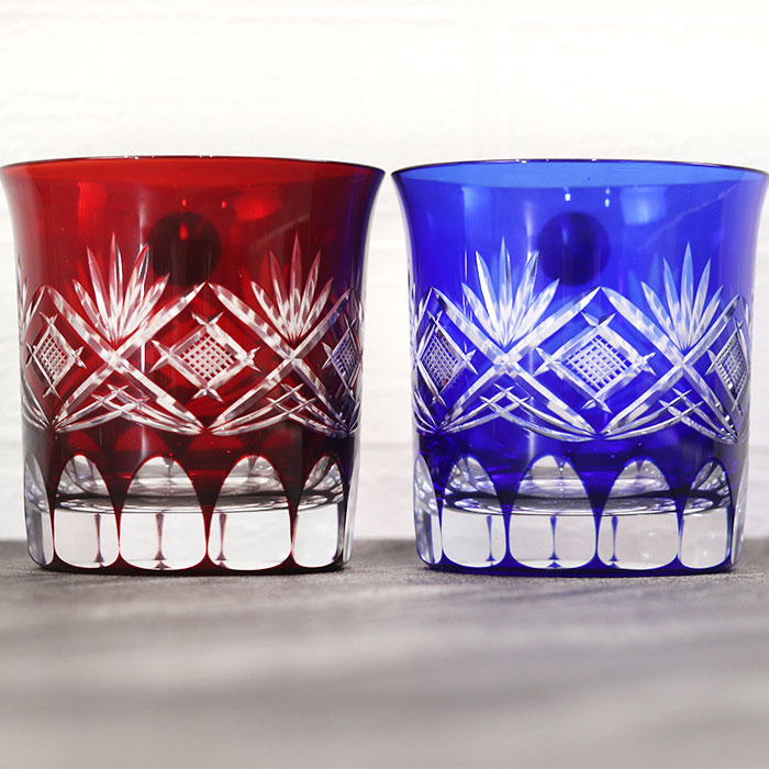 切子グラス ペア 日本製 国産 江戸切子 7.1カット オールドグラス ルリ