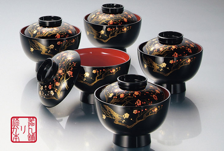 雑煮椀 蓋付き 5客セット 香琳4.0雑煮椀揃 黒 日本製 北市漆器 送料