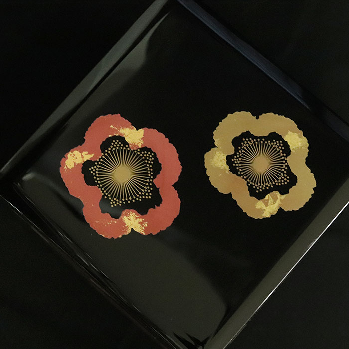 重箱 3段 日本製 国産 会津漆器 6.0 三段重共足 金彩梅 黒 内朱 6寸 5