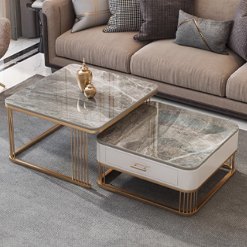 6%OFFクーポン☆ネストテーブル ローテーブル 2個セット 方形 センター