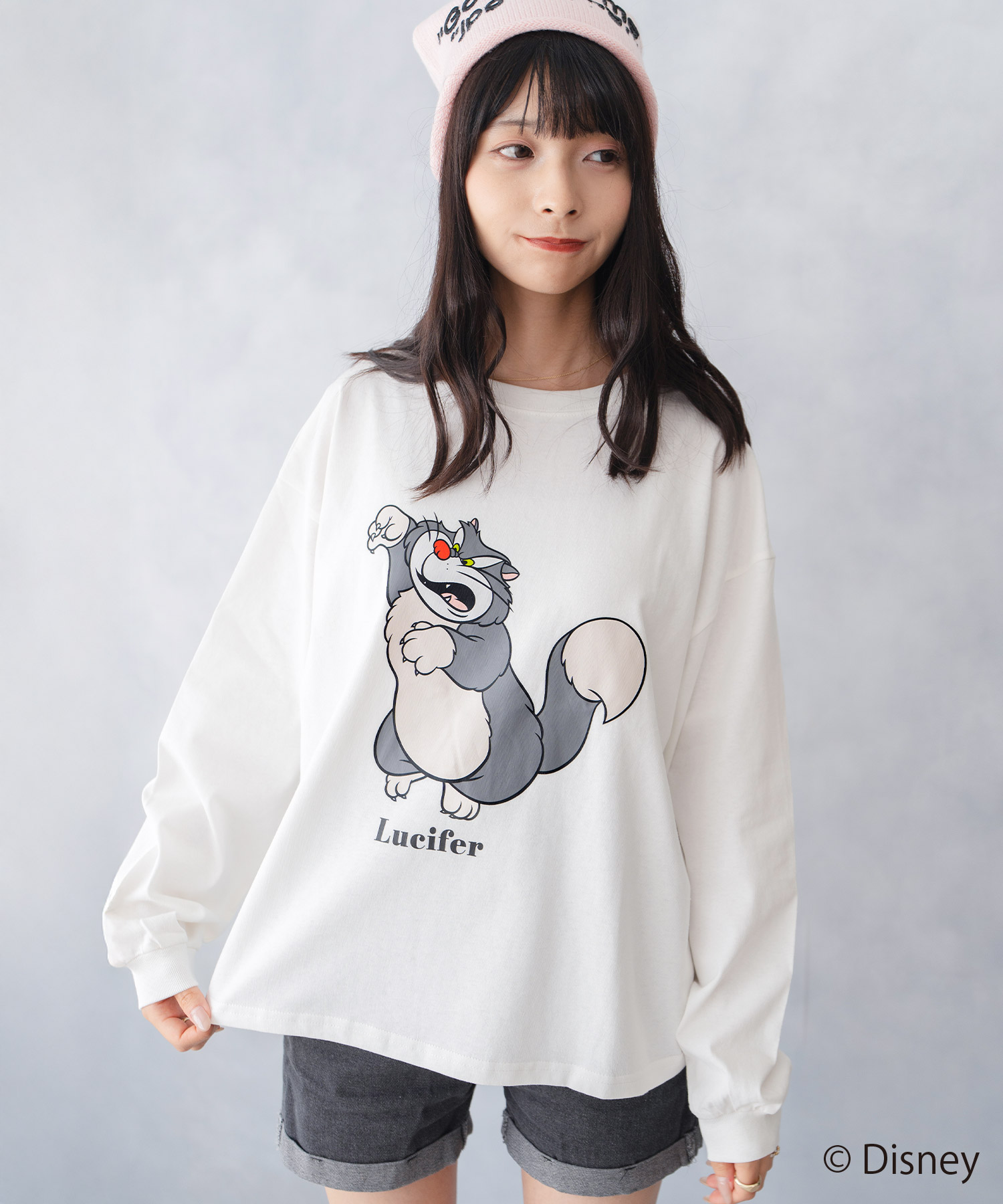 Disney（ディズニー） Tシャツ シンデレラ ルシファー ロングTシャツ