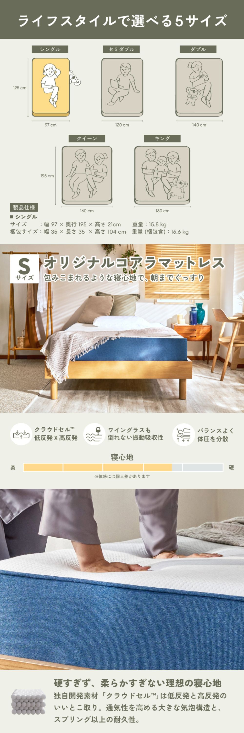 コアラマットレス マットレス シングル オリジナルコアラマットレス 低