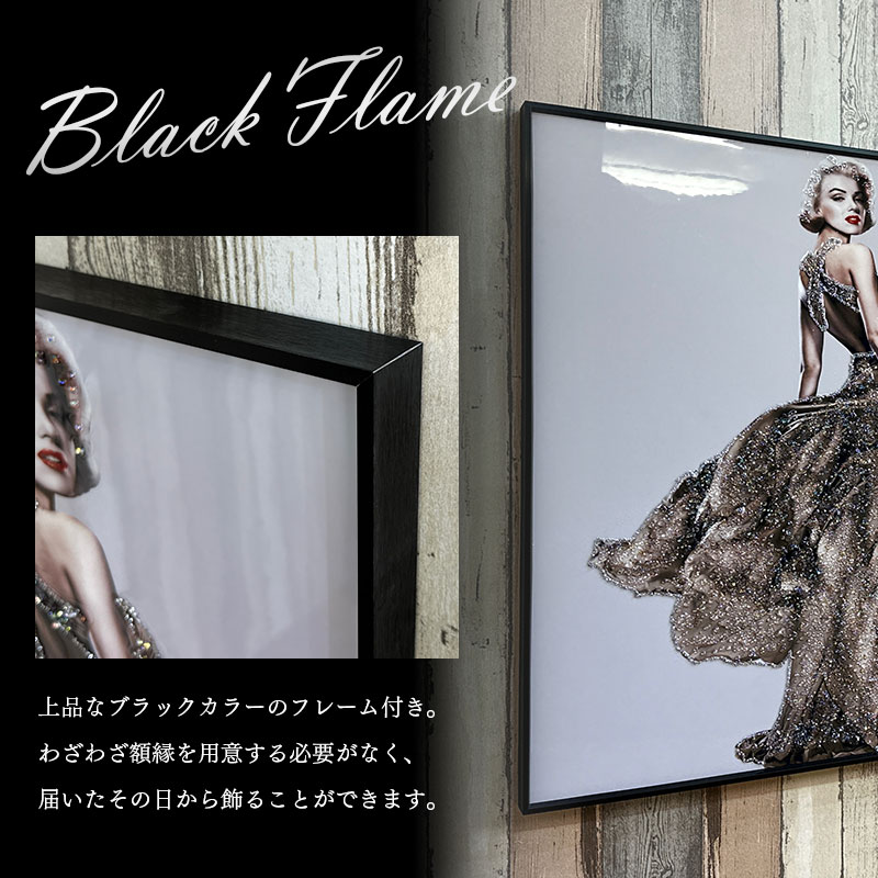 水晶パネル アートパネル 水晶絵 60×80cm 黒フレーム付き 偉人 女性