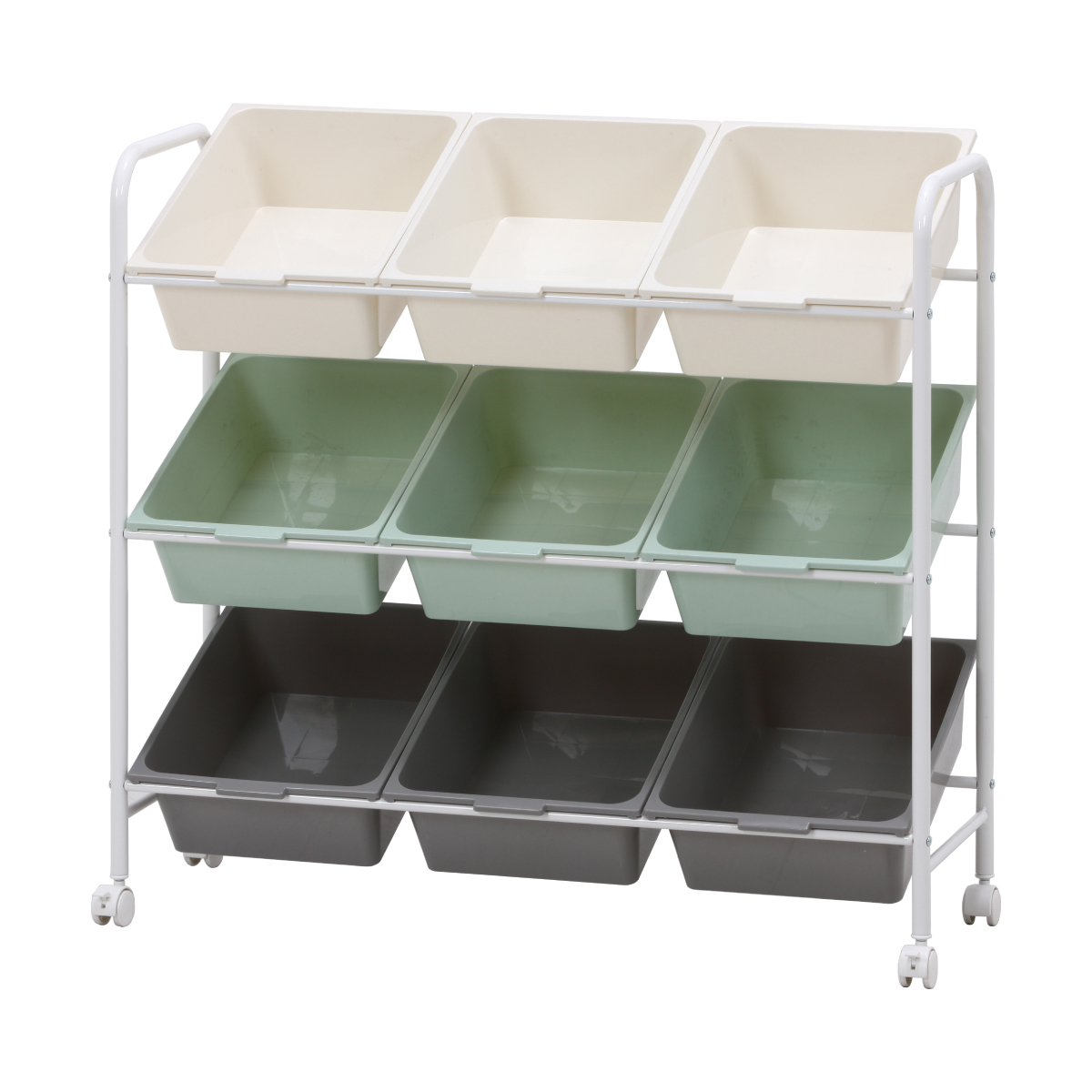 キッズラック 9マス キャスター付き 幅90cm 引出し 3段 大容量 キッズ