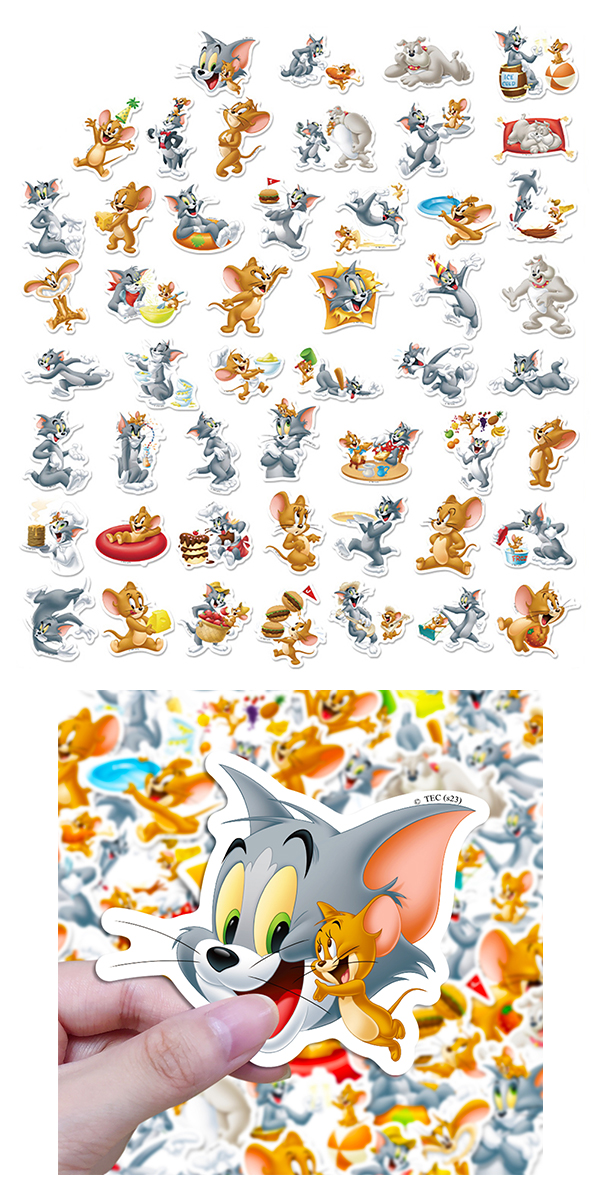 トムとジェリー ステッカー 50枚セット PVC 防水 シール トムアンド
