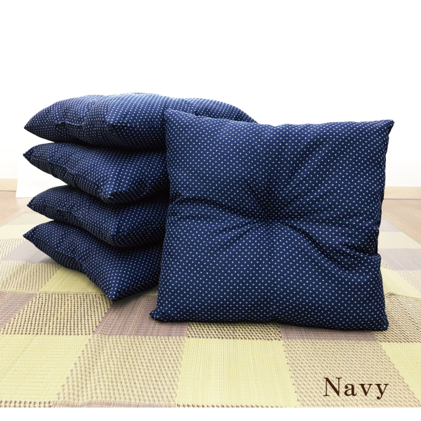 座布団 はっ水 防汚 5枚組 55×59 刺し子 日本 伝統 おしゃれ 刺繍 銘仙