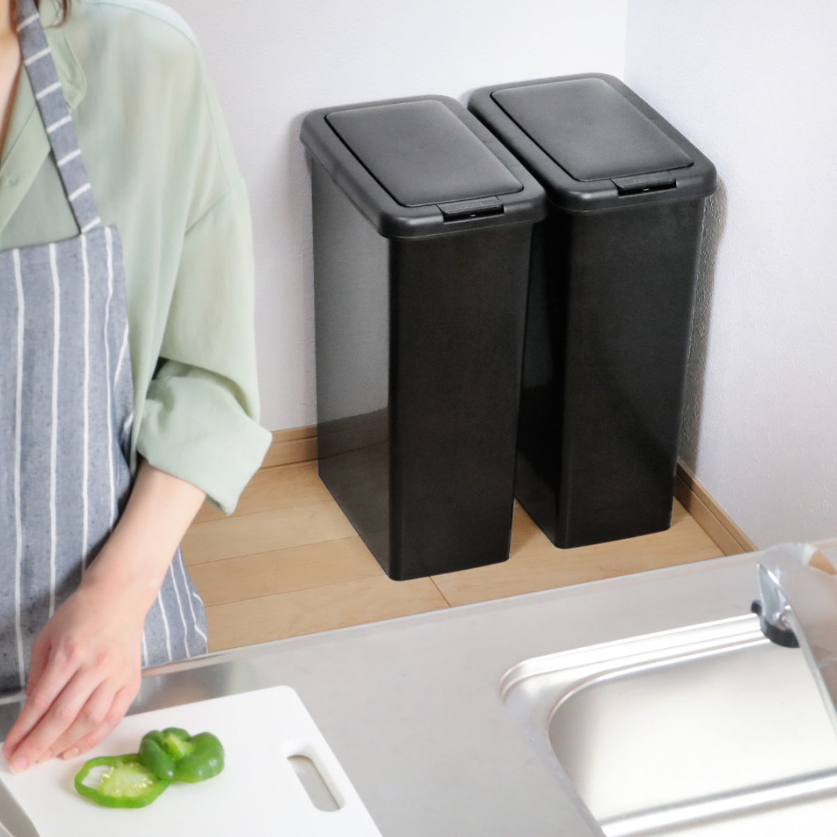 ゴミ箱 キッチン スリムプッシュ 30L キャスター付き （ ごみ箱 30