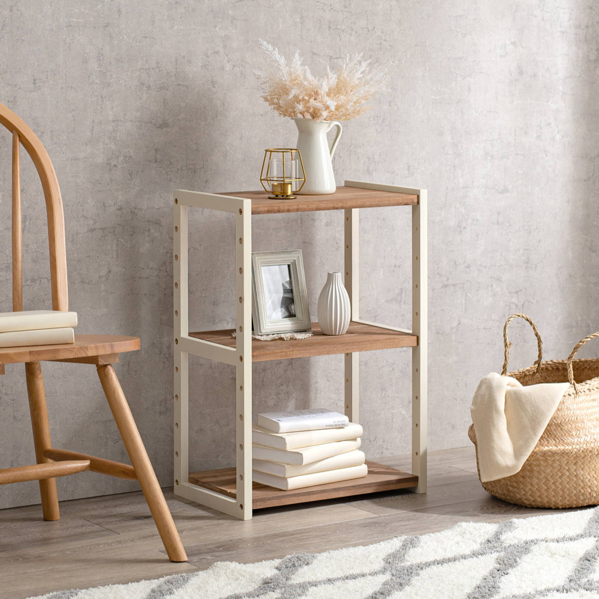 HAGiHARA（萩原） オープンラック 3段 木製 ディスプレイラック ウッド