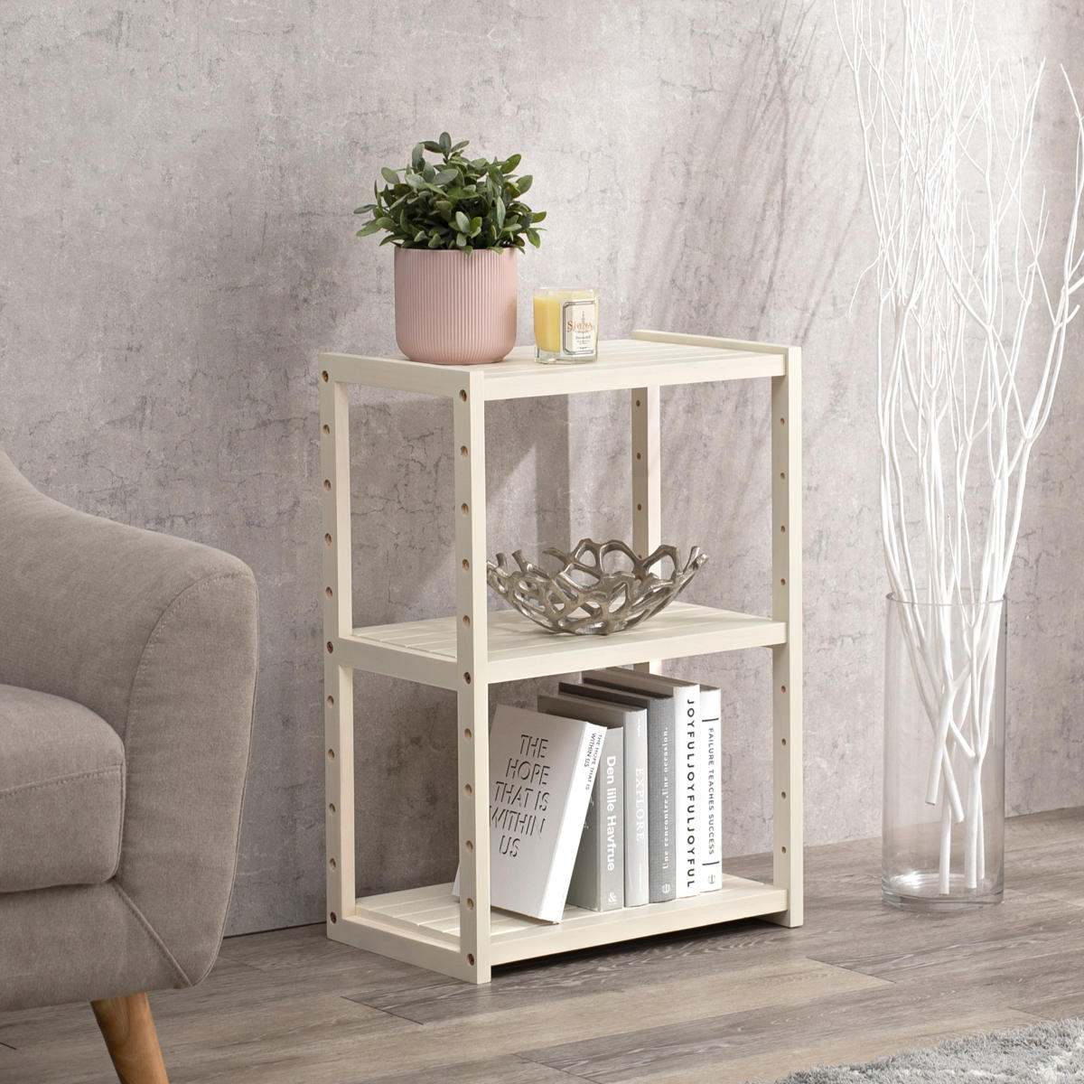 HAGiHARA（萩原） オープンラック 3段 木製 ディスプレイラック ウッド