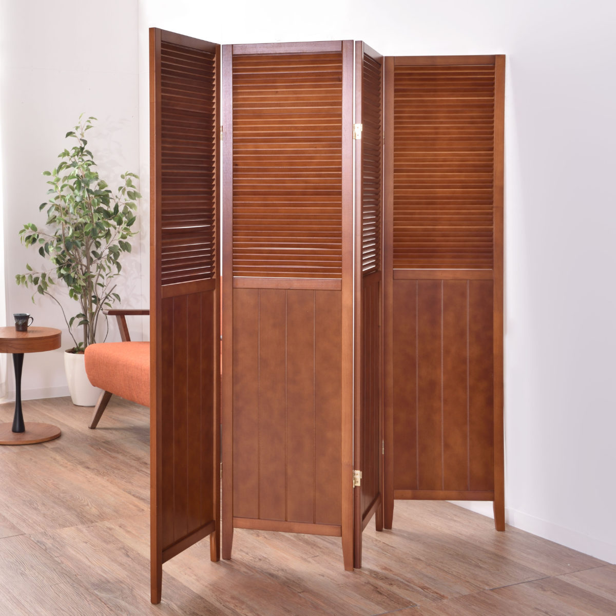 東谷 スクリーン パーテーション 4連 衝立 天然木 ナチュラル