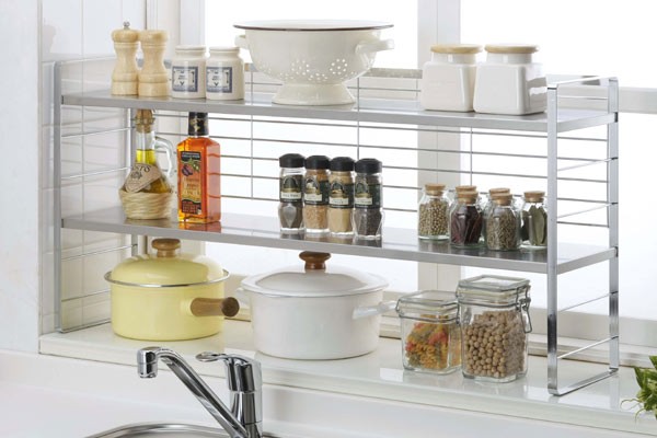 下村企販 キッチンラック ステンレス棚の出窓シェルフ 幅88cm 日本製