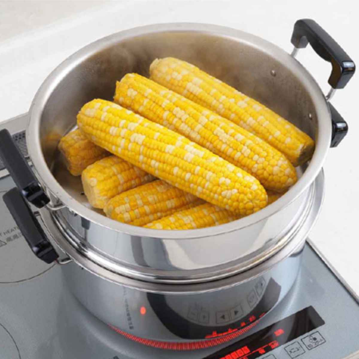 ヨシカワ 両手鍋 28cm IH対応 2段蒸し器付き ステンレス製 日本製