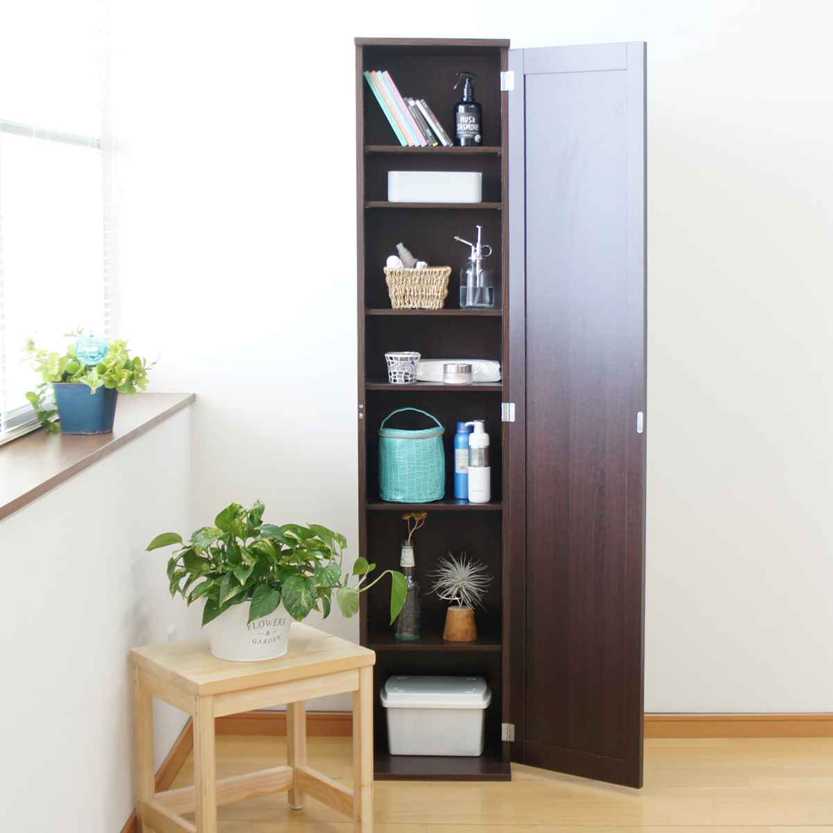 ボックスミラー ミラー付き収納棚 （ ミラー 鏡 収納棚