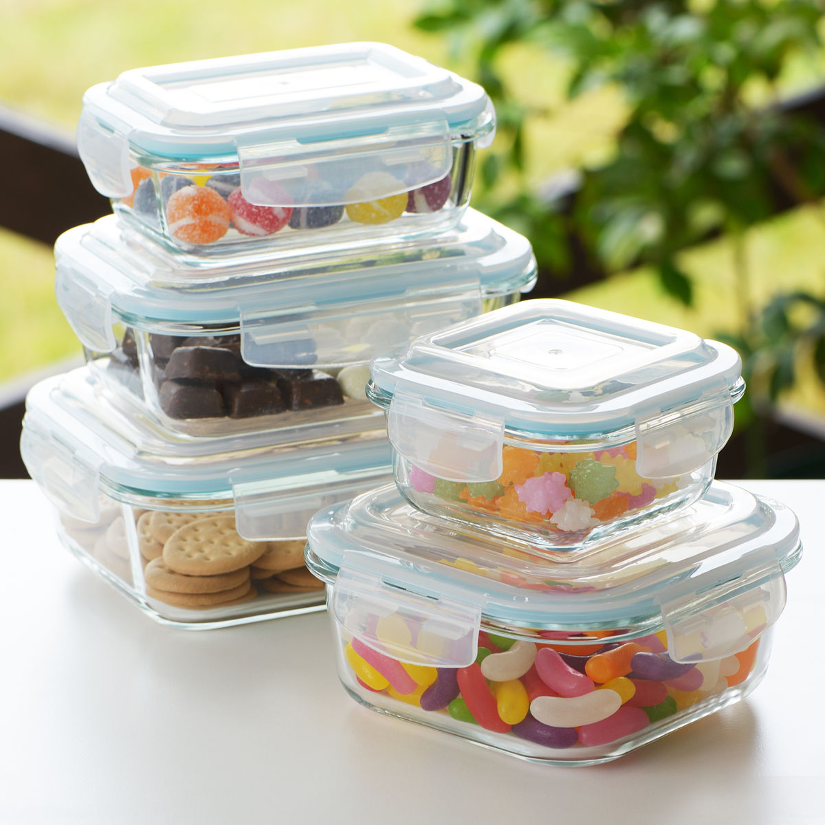ヨシカワ 保存容器 370ml グラスコンテナ 4点ロック式ガラス保存容器