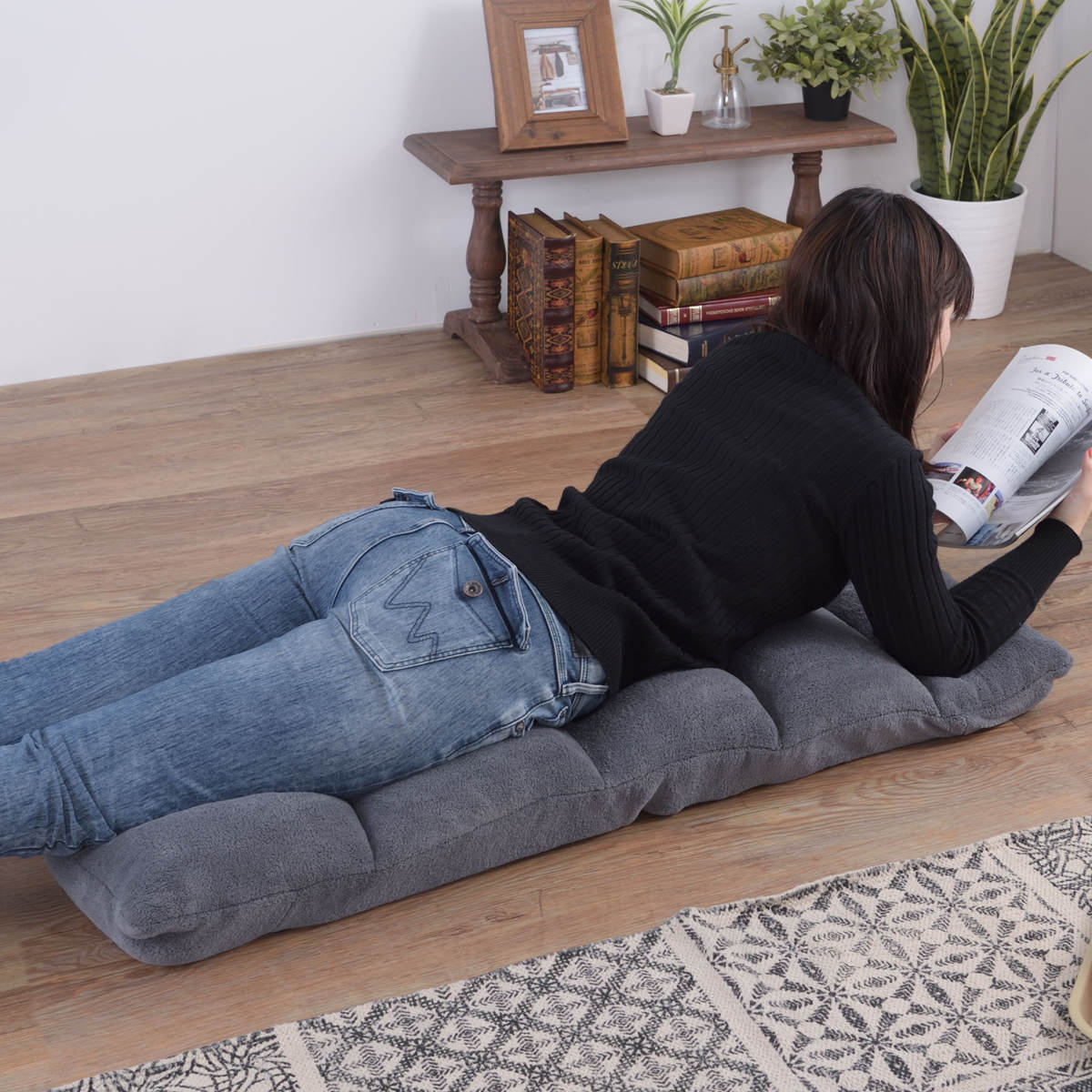 東谷 ソファ 幅42cm フロアソファ 14段階 リクライニング ファブリック