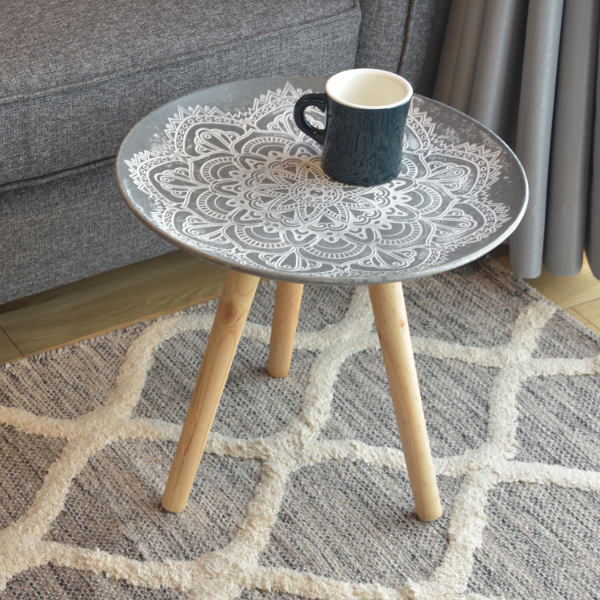 トレーテーブル 高さ37cm 木製 モロッコ風 モロッカン調 サイド