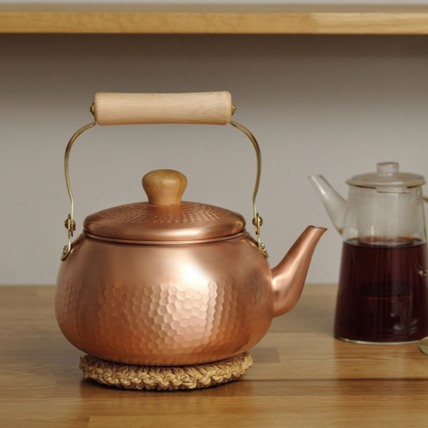 和平フレイズ やかん 2.4L ガス火専用 千歳 銅製 日本製 純銅 木柄丸型