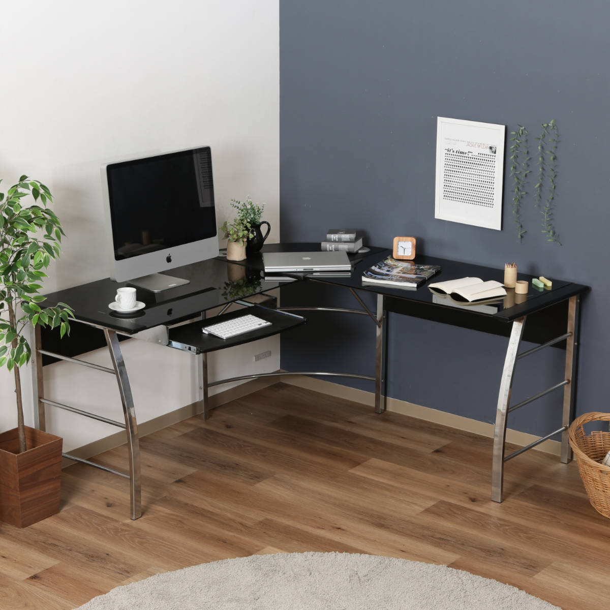 不二貿易（Fuji Boeki） ワークデスク L字デスク 幅156cm パソコン