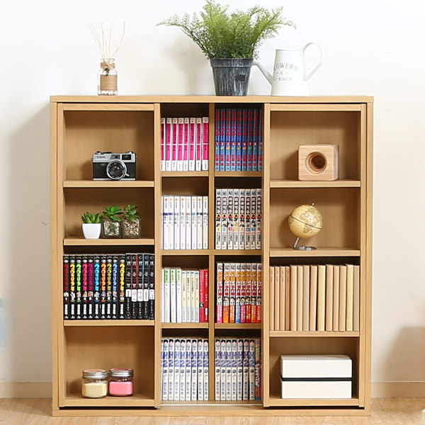 不二貿易（Fuji Boeki） スライド本棚 幅89cm 4段 ダブルスライド 大