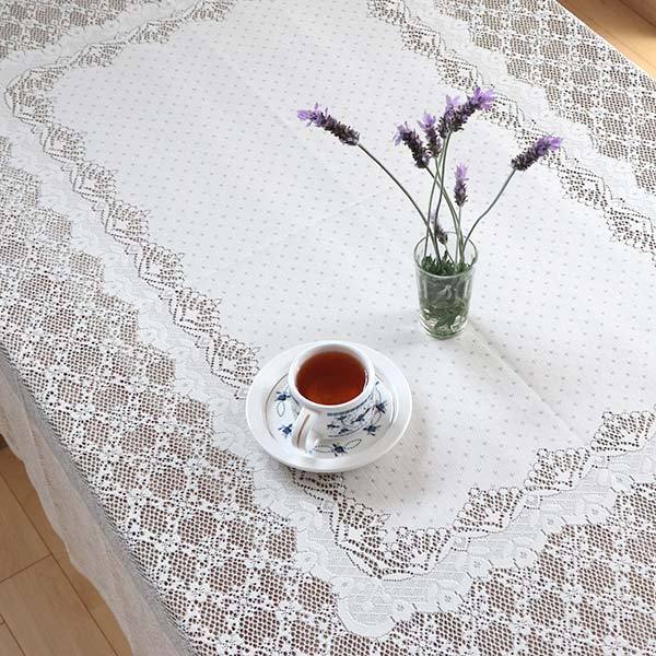 テーブルクロス 140×220cm 撥水加工 長方形 レース 日本製 （ テーブル