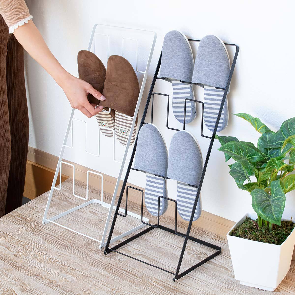 不二貿易（Fuji Boeki） スリッパラック 4足分 スクエア ワイヤー