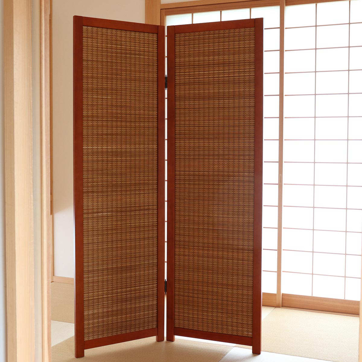 衝立 竹すだれ衝立 2連 高さ170cm （ 目隠し 間仕切り 和風 屏風 自立