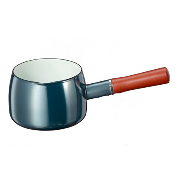 高木金属工業 ミルクパン 14cm IH対応 オニキスブルー ホーローミルク