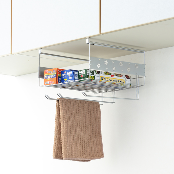 ヨシカワ 吊戸棚収納 戸棚下収納 吊り戸棚下ラック 桜 （ 日本製