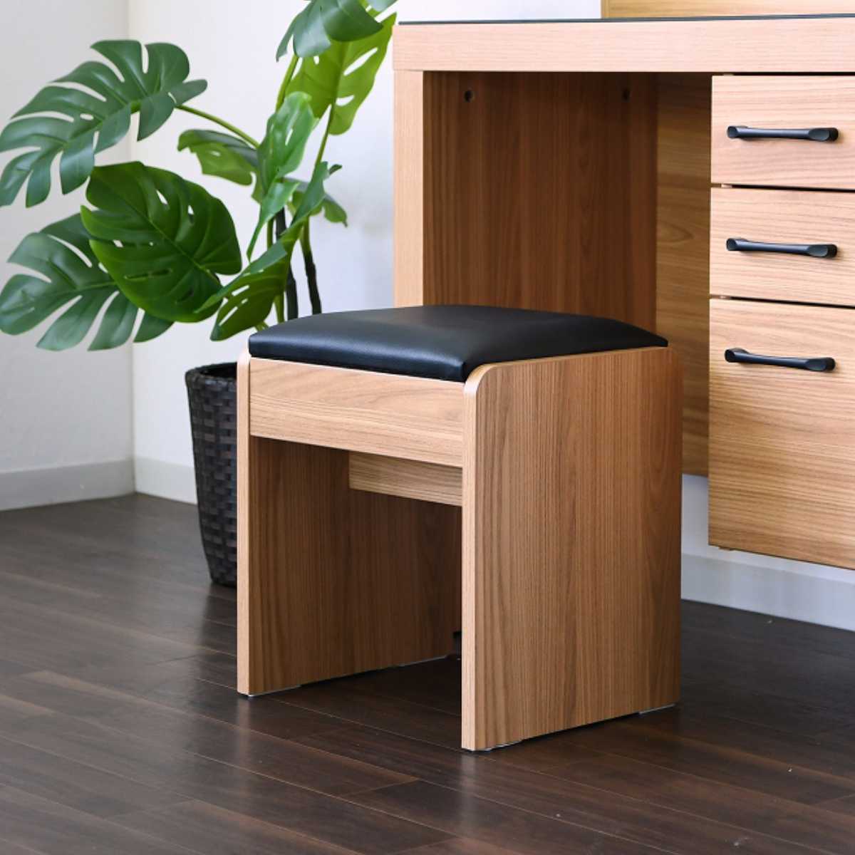 ドレッサー スツール付 オーク柄 ナチュラルデザイン 約幅76cm （ 奥行