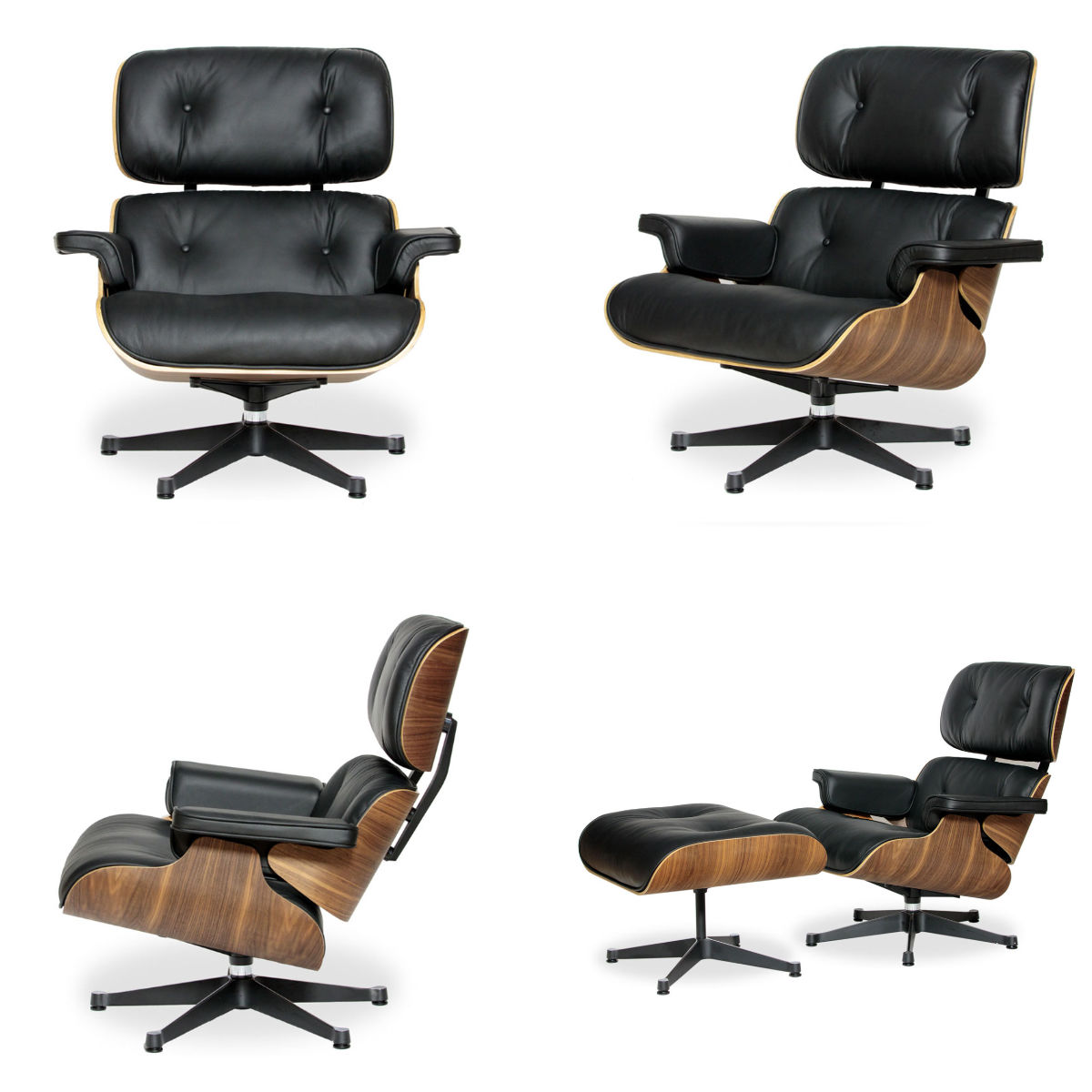 リビングチェア 座面高42cm 本革 ウォールナット イームズ ラウンジ