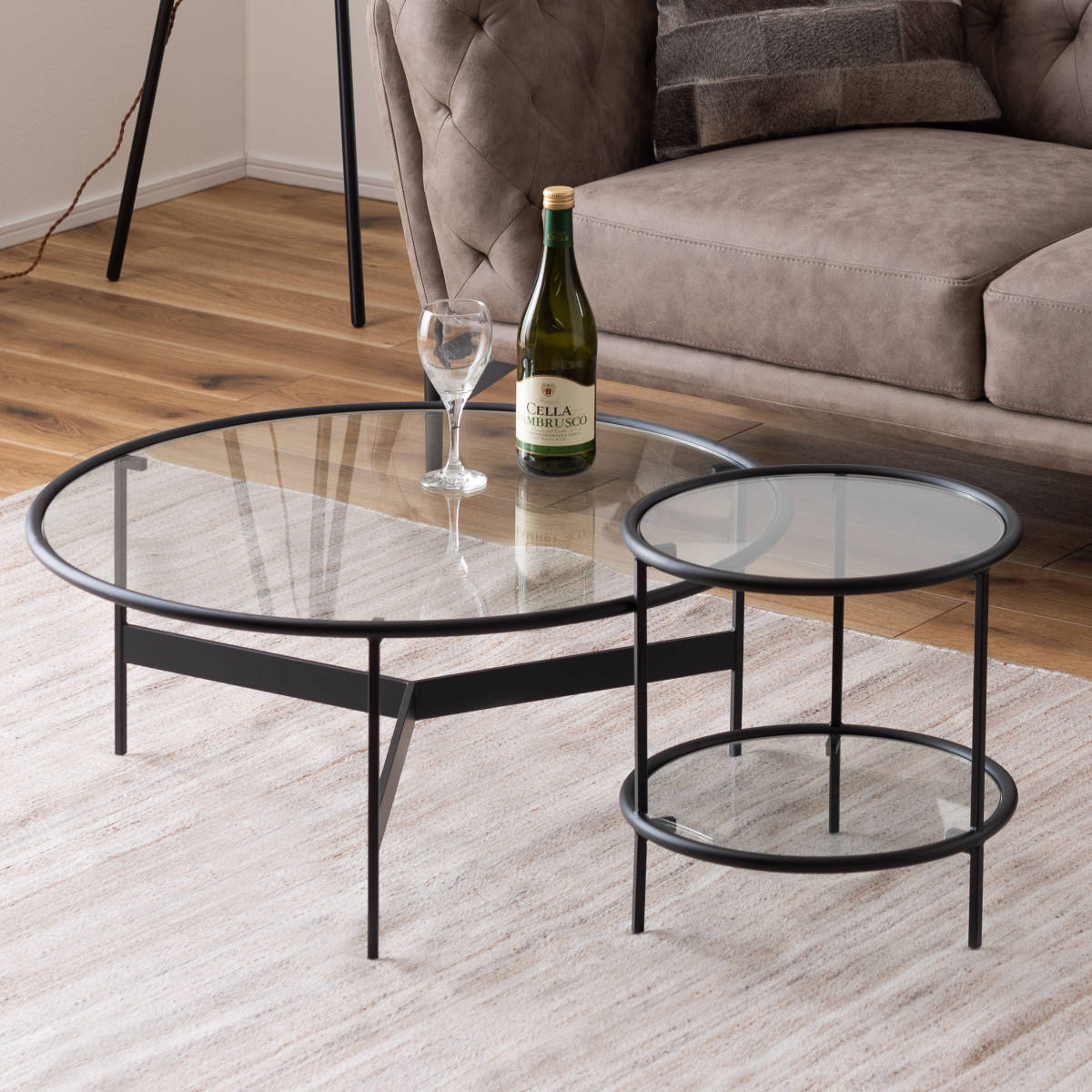 東谷 センターテーブル 円型 直径75cm ラウンドガラステーブル