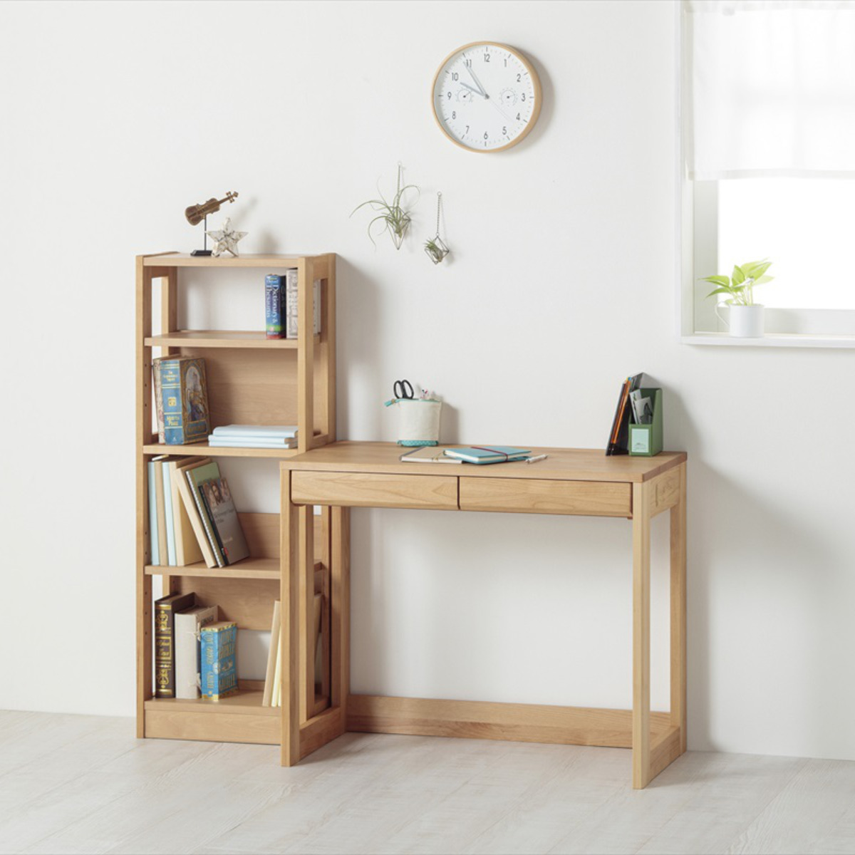 堀田木工所 学習机 シンプル 幅90cm 奥行45cm 引出し付 カルロ