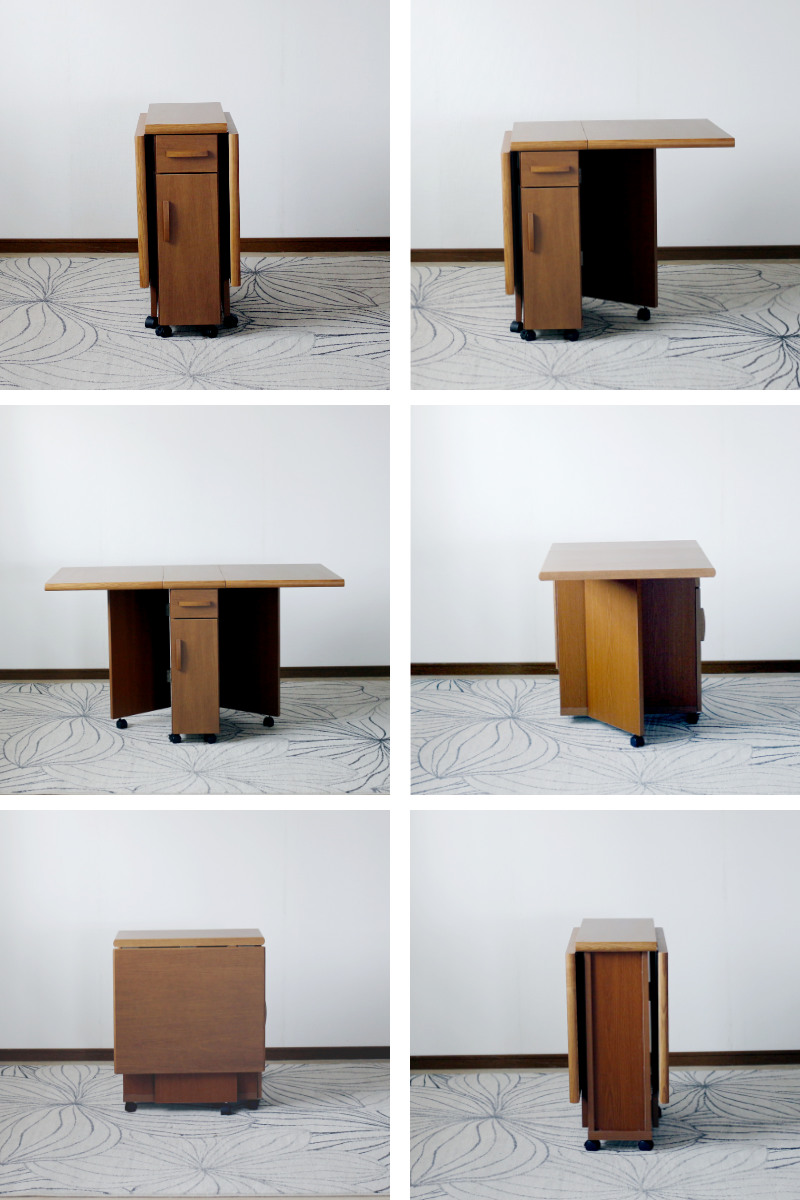 ダイニングテーブル 2人用 折りたたみ 幅32〜125cm バタフライ 引出し