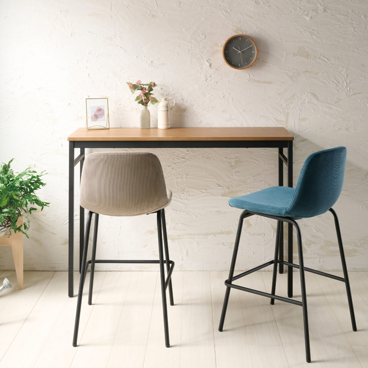 弘益 カウンターテーブル 高さ85cm 2人掛け 木目 （ 幅120cm ハイ