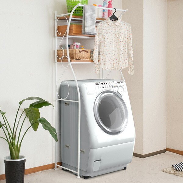 ランドリーラック 棚3段 アーチデザイン カントリー調 幅76cm （ 洗濯