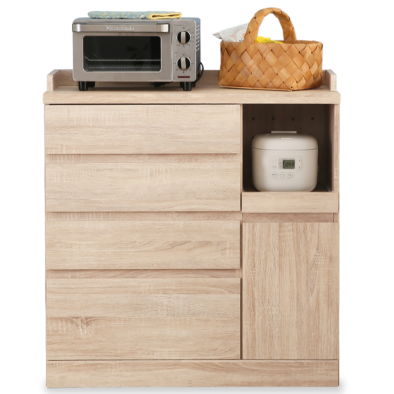 LOWYA（ロウヤ） 食器棚 キッチン収納 90cm ロータイプ おしゃれ