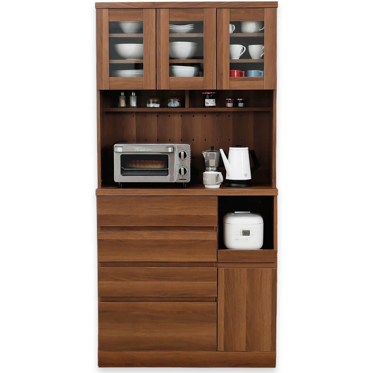 LOWYA（ロウヤ） 食器棚 スリム キッチン収納 キッチンボード おしゃれ