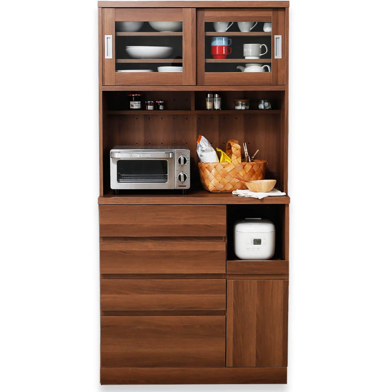 LOWYA（ロウヤ） 食器棚 スリム キッチン収納 キッチンボード おしゃれ