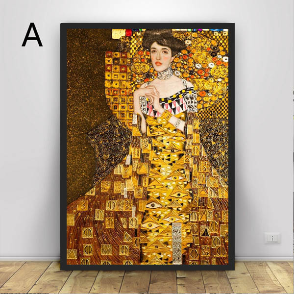 単品 33×43cm アートパネル 枠付きフレーム絵画 クリムト 接吻 肖像