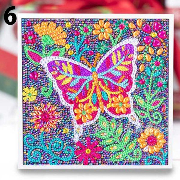 ラインストーンビーズ フル ダイヤモンドアート 刺繍キット 20cm 蝶