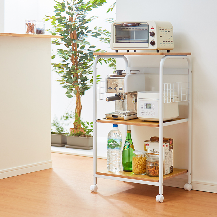 レンジワゴン 幅51.5cm 高さ89.5cm キャスター付き レンジ台