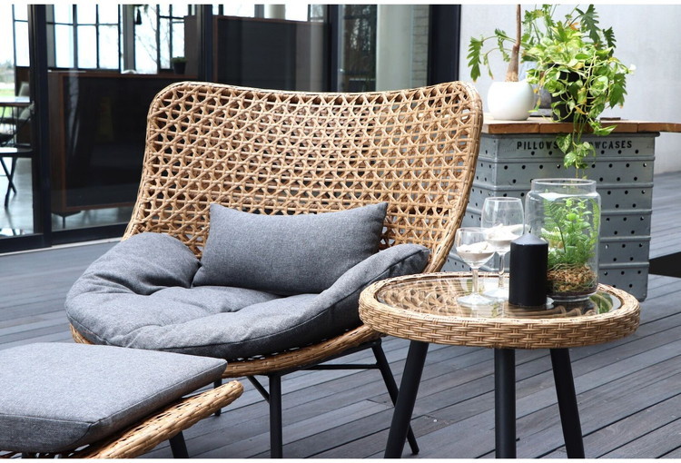 2点セット パーソナルチェア オットマン クッション付き ガーデン