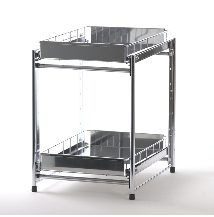 日本製 燕三条 シンク下スライド収納 2段 幅30cm 頑丈ステンレス