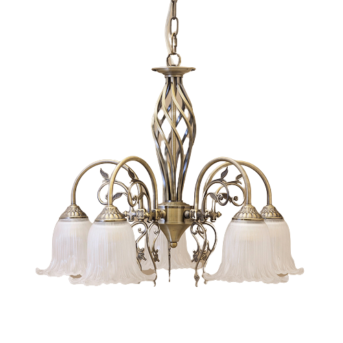 クラシカルシャンデリア 5灯 アンティーク レトロ ホワイト ゴールド