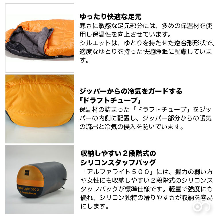 ALPHA LIGHT イスカ 寝袋 アルファライト 500X マミー型 化繊 マイクロ