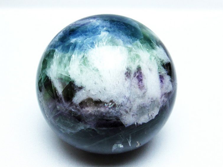 1.2Kg エンジェルフェザー フローライト 丸玉 89mm [T540-2349]