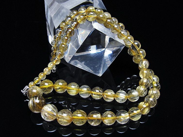 ゴールドタイチンルチル ネックレス 10mm [t162-708]