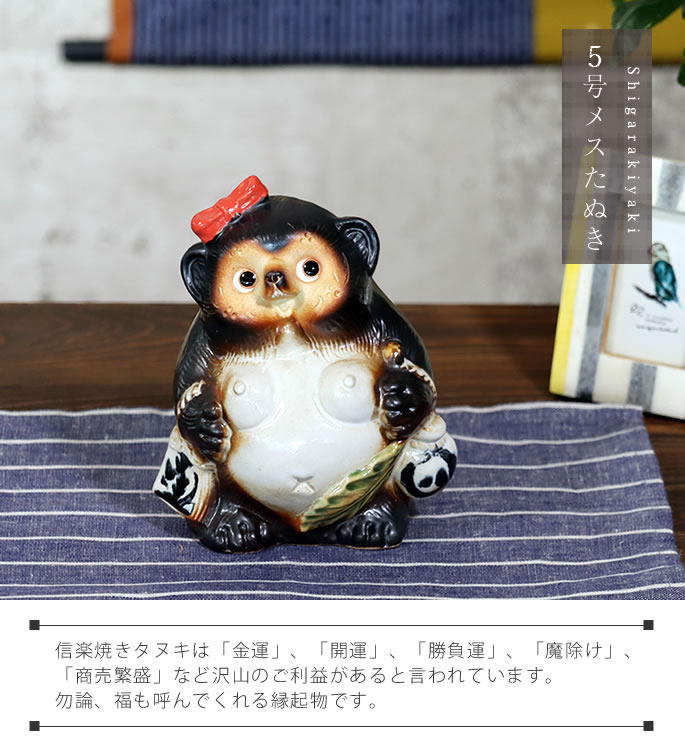 信楽焼 狸 陶器 たぬき タヌキ 開運 かわいい 和風 商売繁盛 女の子